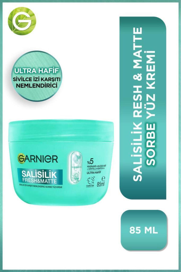 Garnier Salisilik Fresh & Matte SİVİLCE İzi Karşıtı Nemlendirici Sorbe Yüz Kremi 85 ML, Vegan