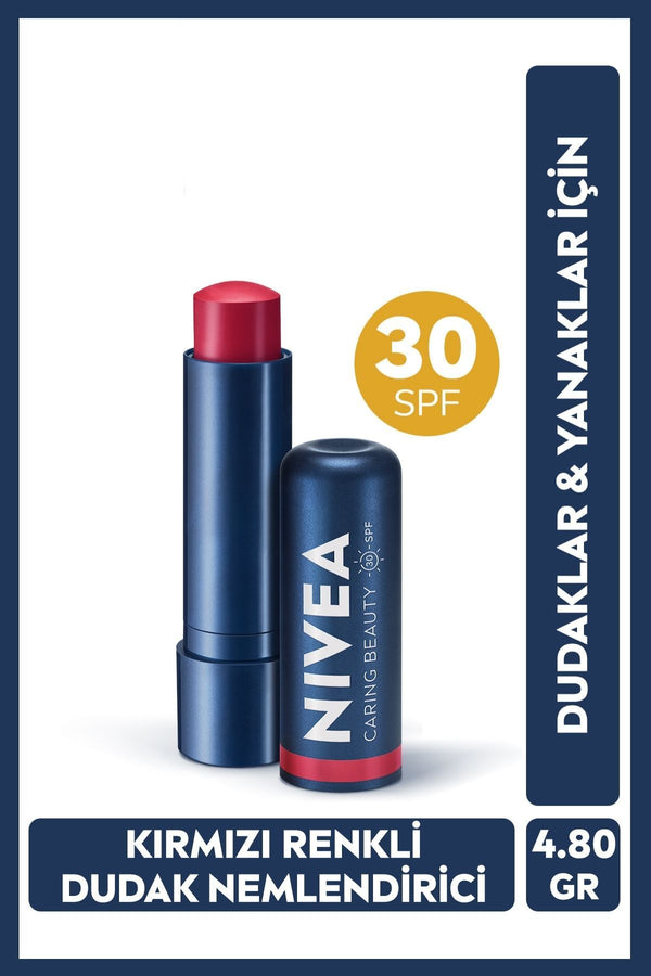 Kırmızı Renkli Nemlendirici Dudak Bakım Kremi 4.8gr, SPF30,Allık Etkisi, Dudak Ve Yanak, E Vitamini