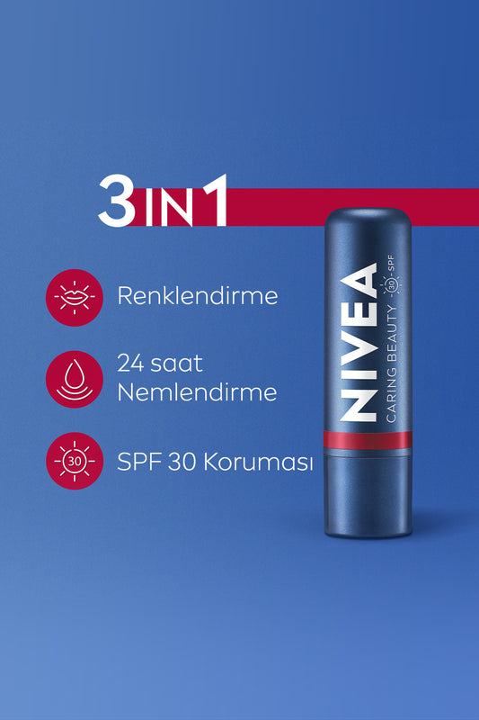 Kırmızı Renkli Nemlendirici Dudak Bakım Kremi 4.8gr, SPF30,Allık Etkisi, Dudak Ve Yanak, E Vitamini 2