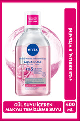 Aqua Rose Gül Suyu İçeren Çift Fazlı Micellar Makyaj Temizleme Suyu 400ml,Yüz Göz Dudak, Aydınlatıcı