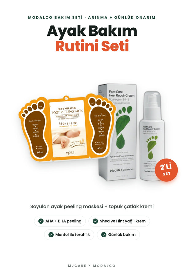 Ayak Bakım Rutini Seti - Soyulan Ayak Peeling Maskesi + Modalco Topuk Çatlak Kremi