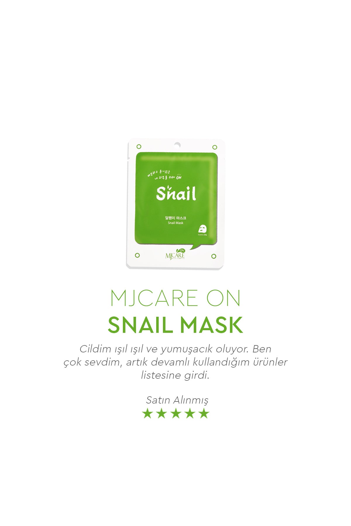 On Snail Mask - Salyangoz Özlü Yüz Maskesi 20'li