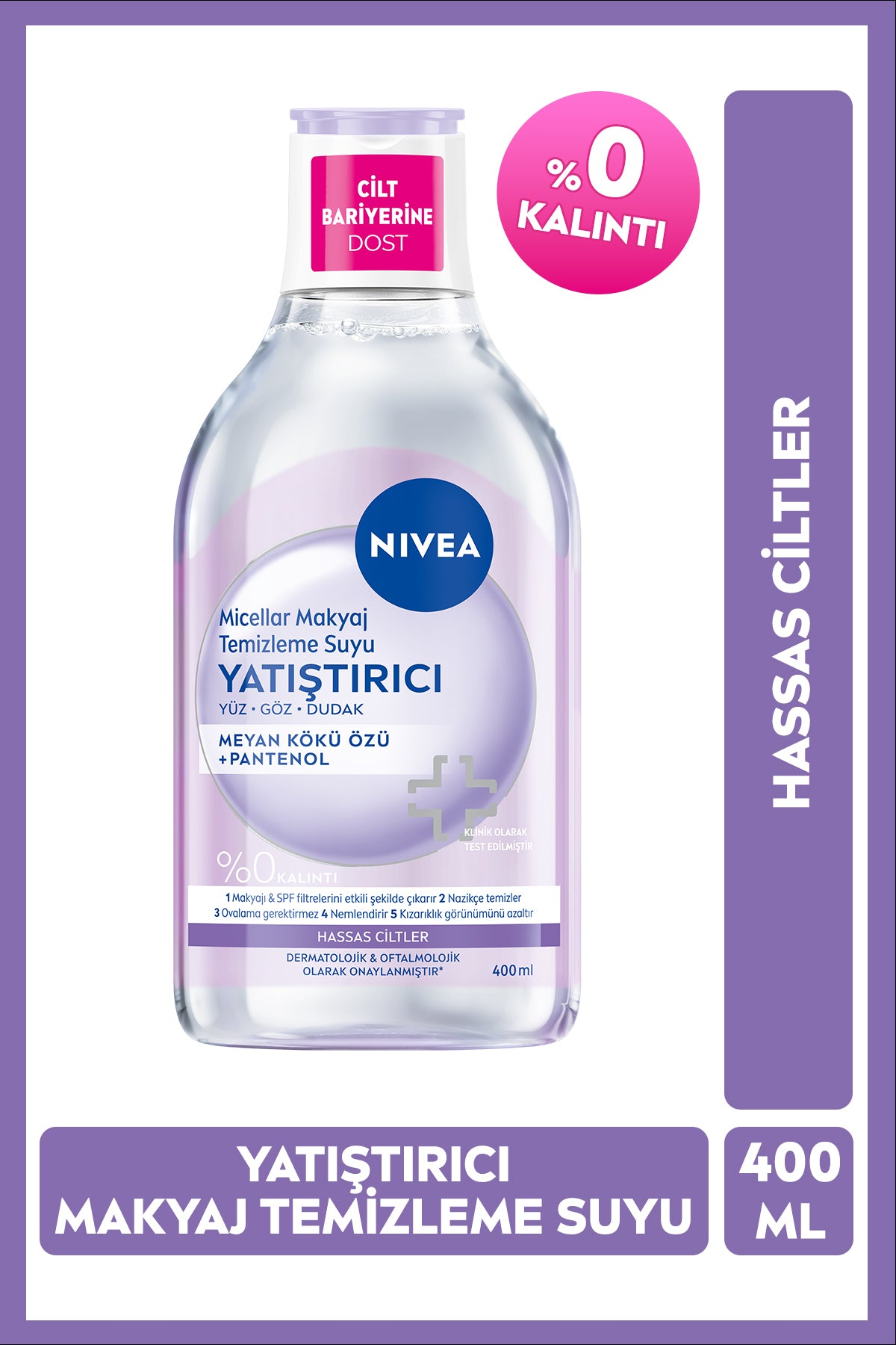 Yatıştırıcı Micellar Makyaj Temizleme Suyu 400ml, Yüz Göz ve Dudak, Kızarıklık Karşıtı, Hassas Cilt