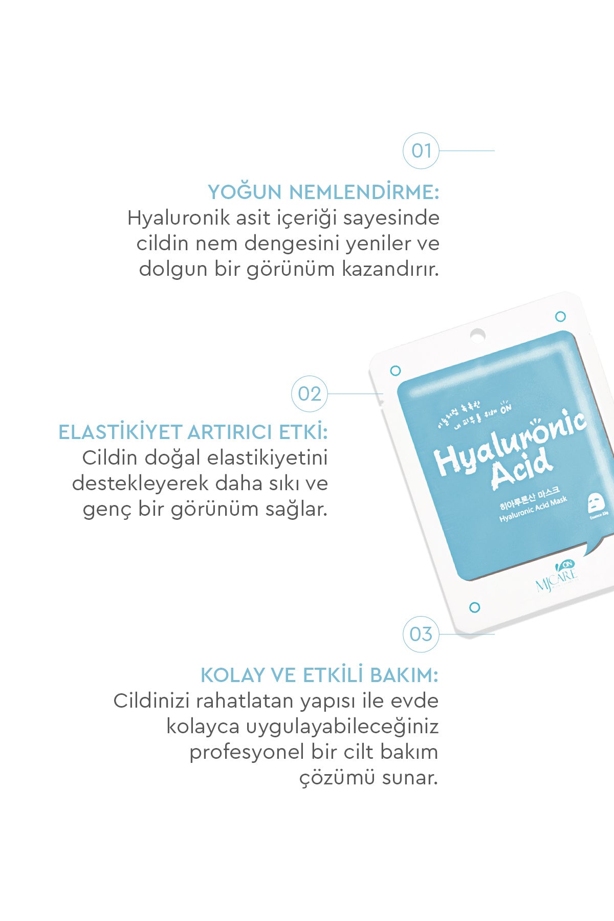 On Hyaluronic Acid Mask Hyalüronik Asit Özlü Yüz Maskesi 5'li