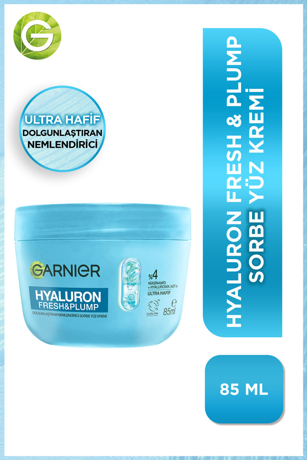 Garnier Hyaluron Fresh & Plump Dolgunlaştıran Nemlendirici Sorbe Yüz Kremi 85 ML, Vegan & Cruelty Free