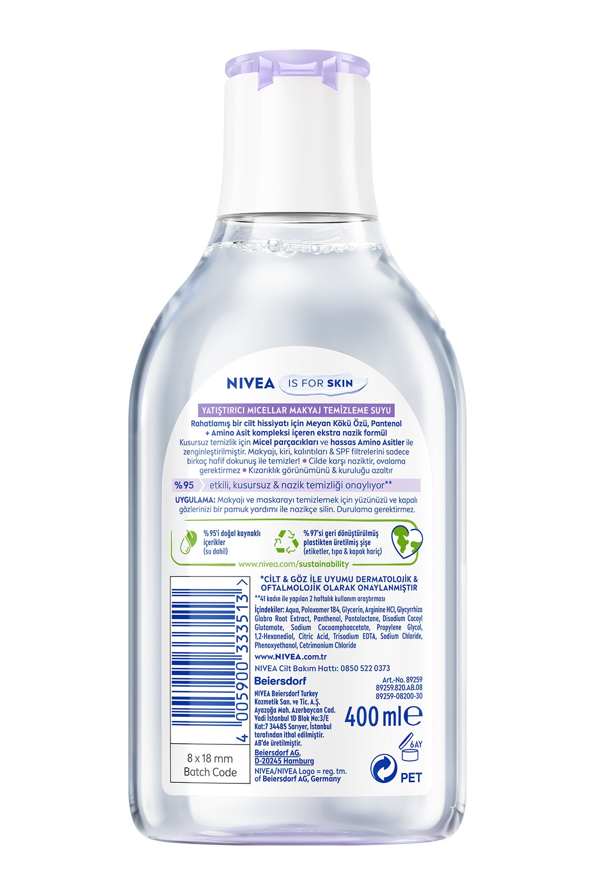 Yatıştırıcı Micellar Makyaj Temizleme Suyu 400ml, Yüz Göz ve Dudak, Kızarıklık Karşıtı, Hassas Cilt 9