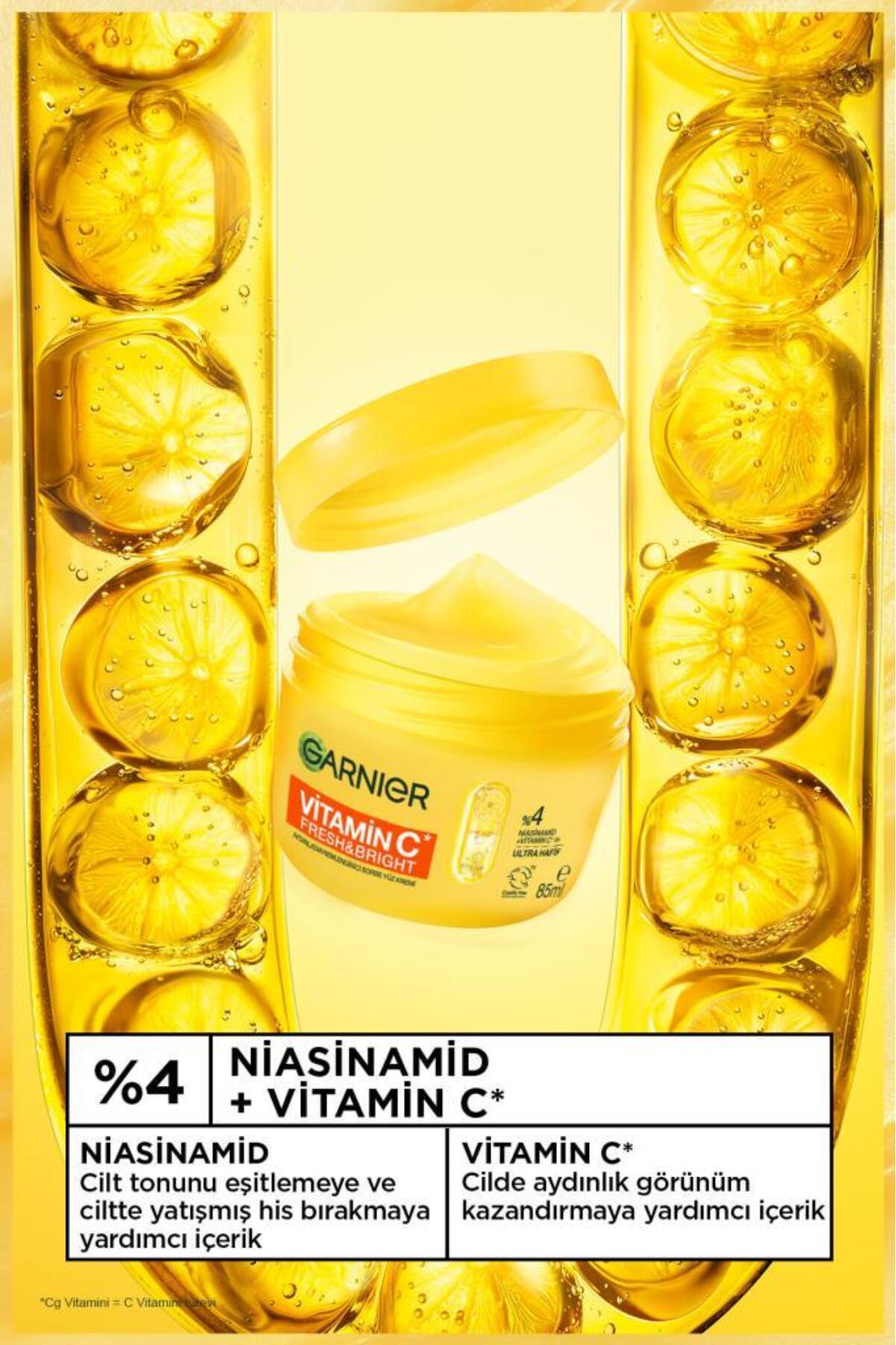 Garnier C Vitamini Fresh & Bright Aydınlatıcı Nemlendirici Sorbe Yüz Kremi 85 ML, Vegan & Cruelty Free 3