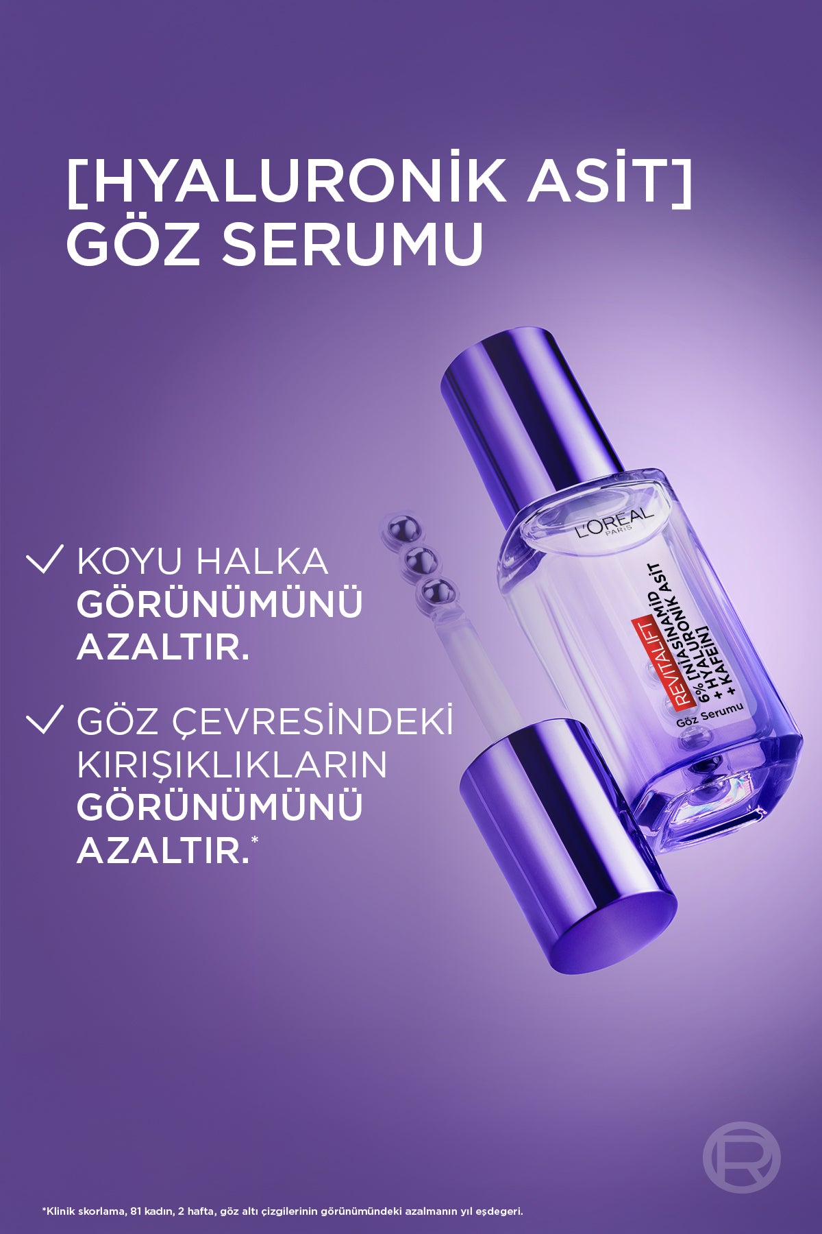 L'Oréal Paris Revitalift Filler [Hyaluronik Asit+Niasinamid+Saf Kafein] Aydınlatıcı, Kırışıklık Karşıtı Göz Serumu 3