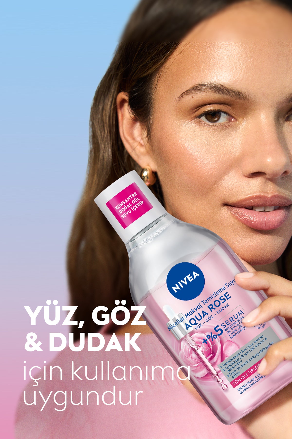 Aqua Rose Gül Suyu İçeren Çift Fazlı Micellar Makyaj Temizleme Suyu 400ml,Yüz Göz Dudak, Aydınlatıcı 4