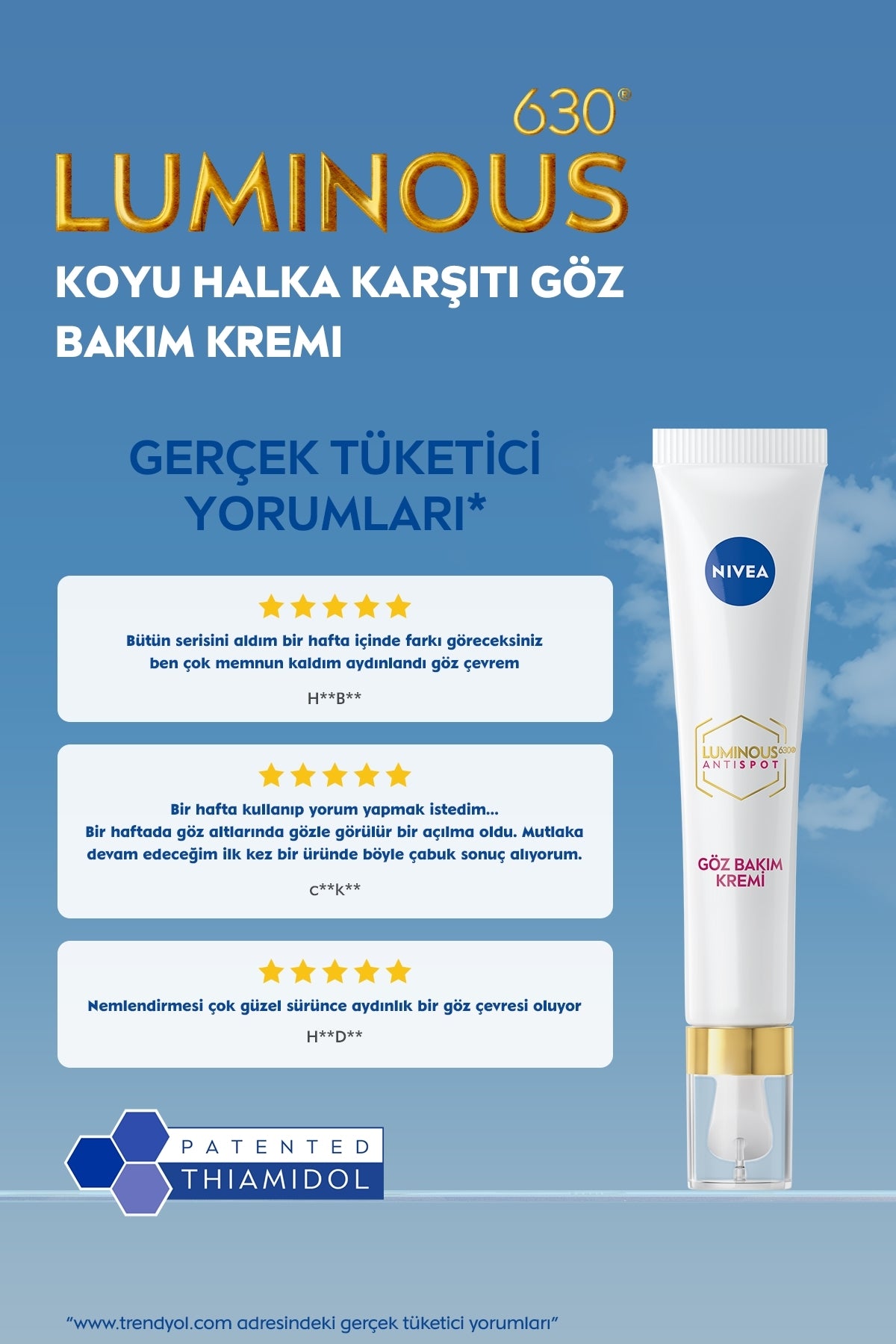 Luminous630 Koyu Halka Karşıtı Göz Bakım Kremi 15 ml,Nemlendirici,Thiamidol,Hyaluronik Asit 5