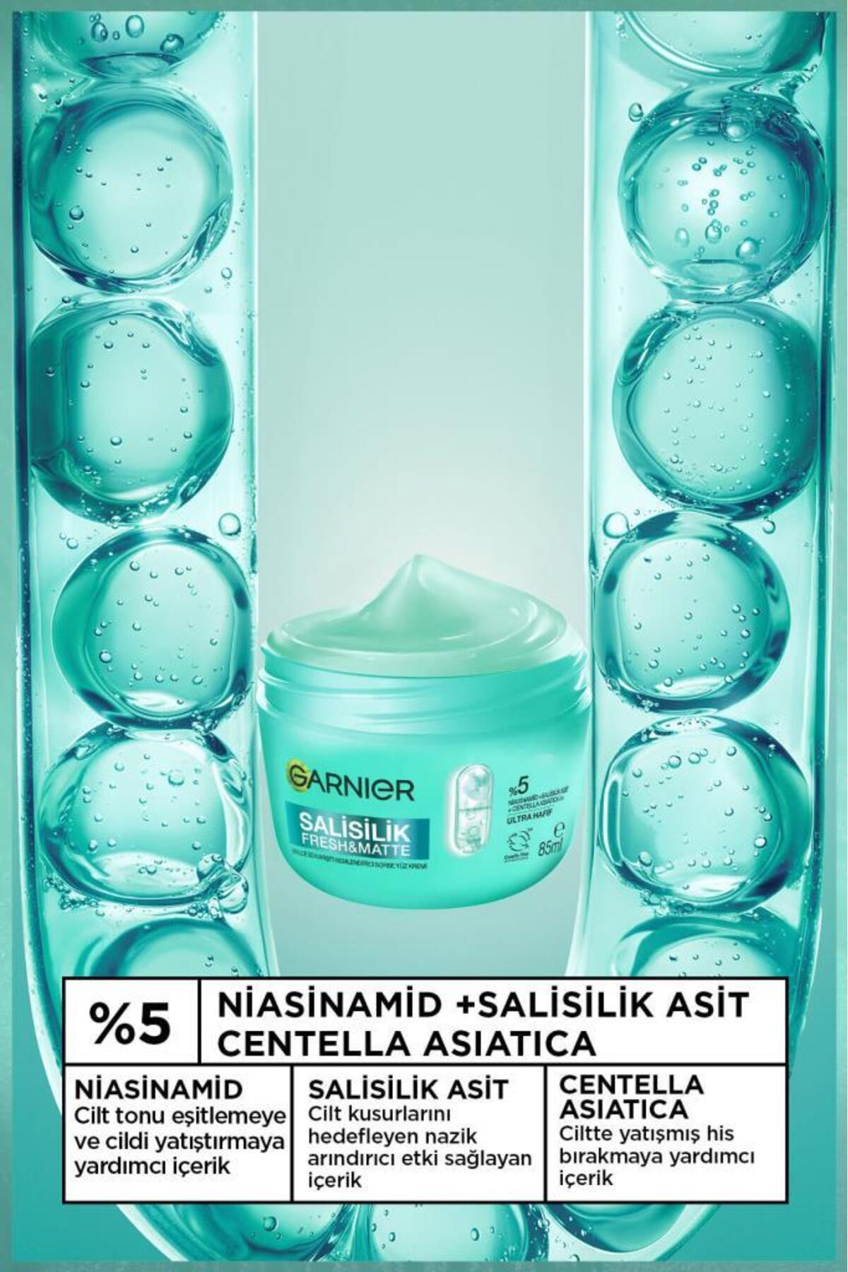 Garnier Salisilik Fresh & Matte SİVİLCE İzi Karşıtı Nemlendirici Sorbe Yüz Kremi 85 ML, Vegan 3