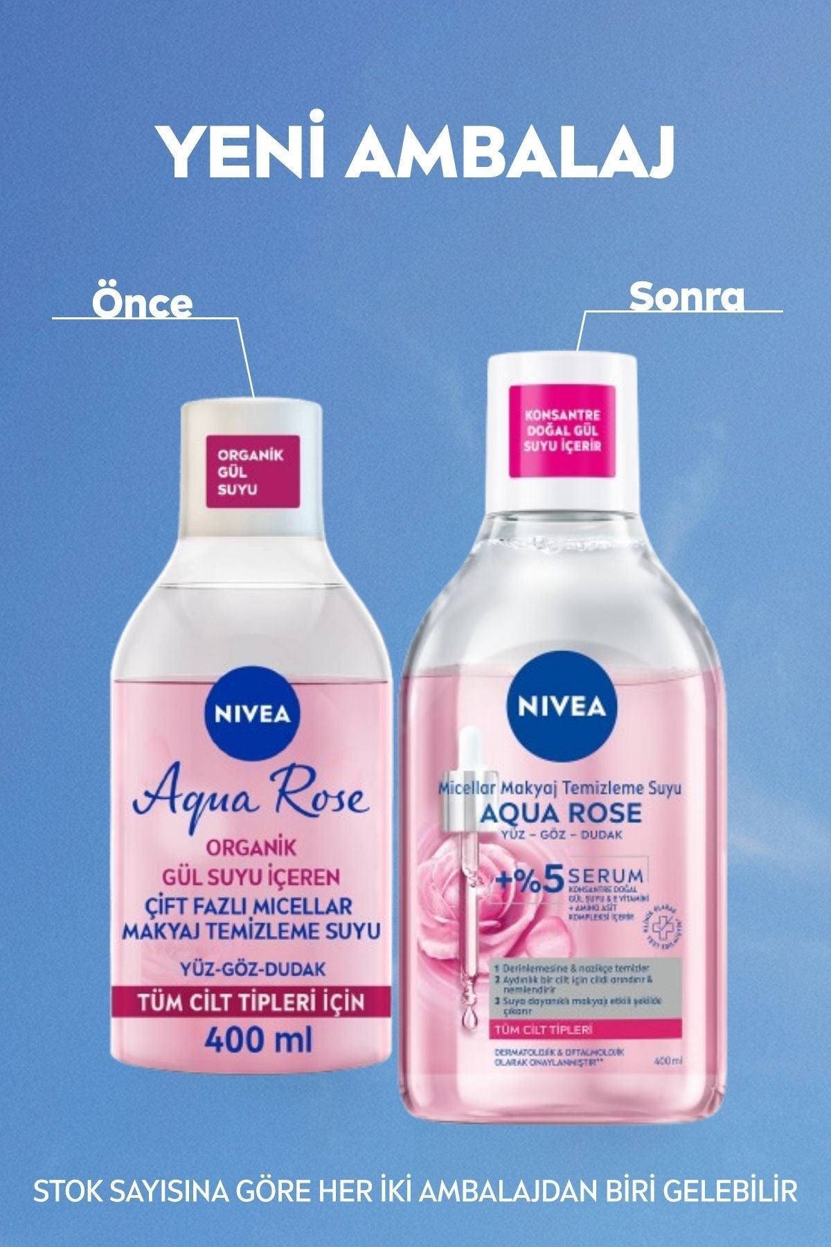 Aqua Rose Gül Suyu İçeren Çift Fazlı Micellar Makyaj Temizleme Suyu 400ml,Yüz Göz Dudak, Aydınlatıcı 2