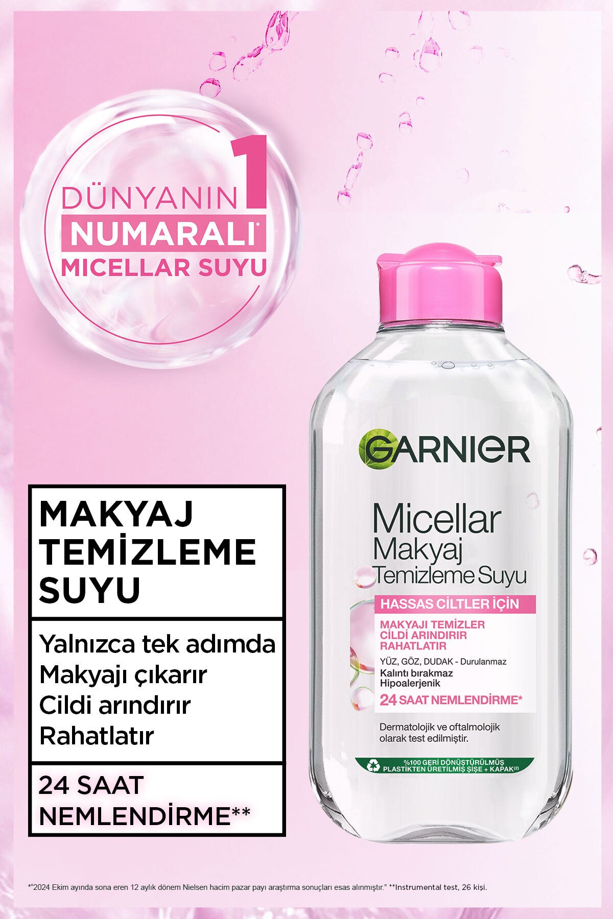 Garnier Micellar Makyaj Temizleme Suyu 400ML, 24 Saat Nemlendirme, Hassas Ciltler için 2