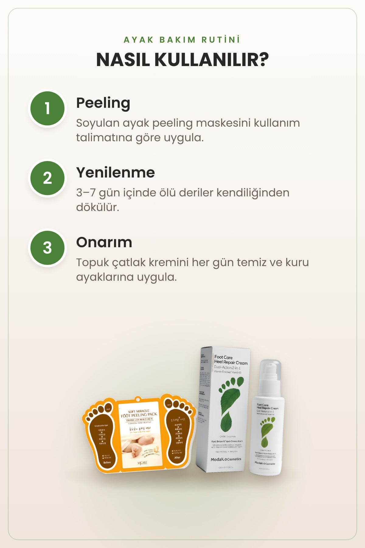 Ayak Bakım Rutini Seti - Soyulan Ayak Peeling Maskesi + Modalco Topuk Çatlak Kremi 3