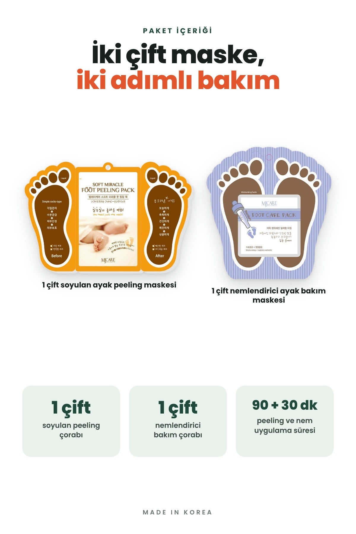 Mjcare Ayak Yenileme Seti - Soyulan Ayak Peeling Maskesi + Nemlendirici Çorap Tipi Ayak Bakım Maskesi 5