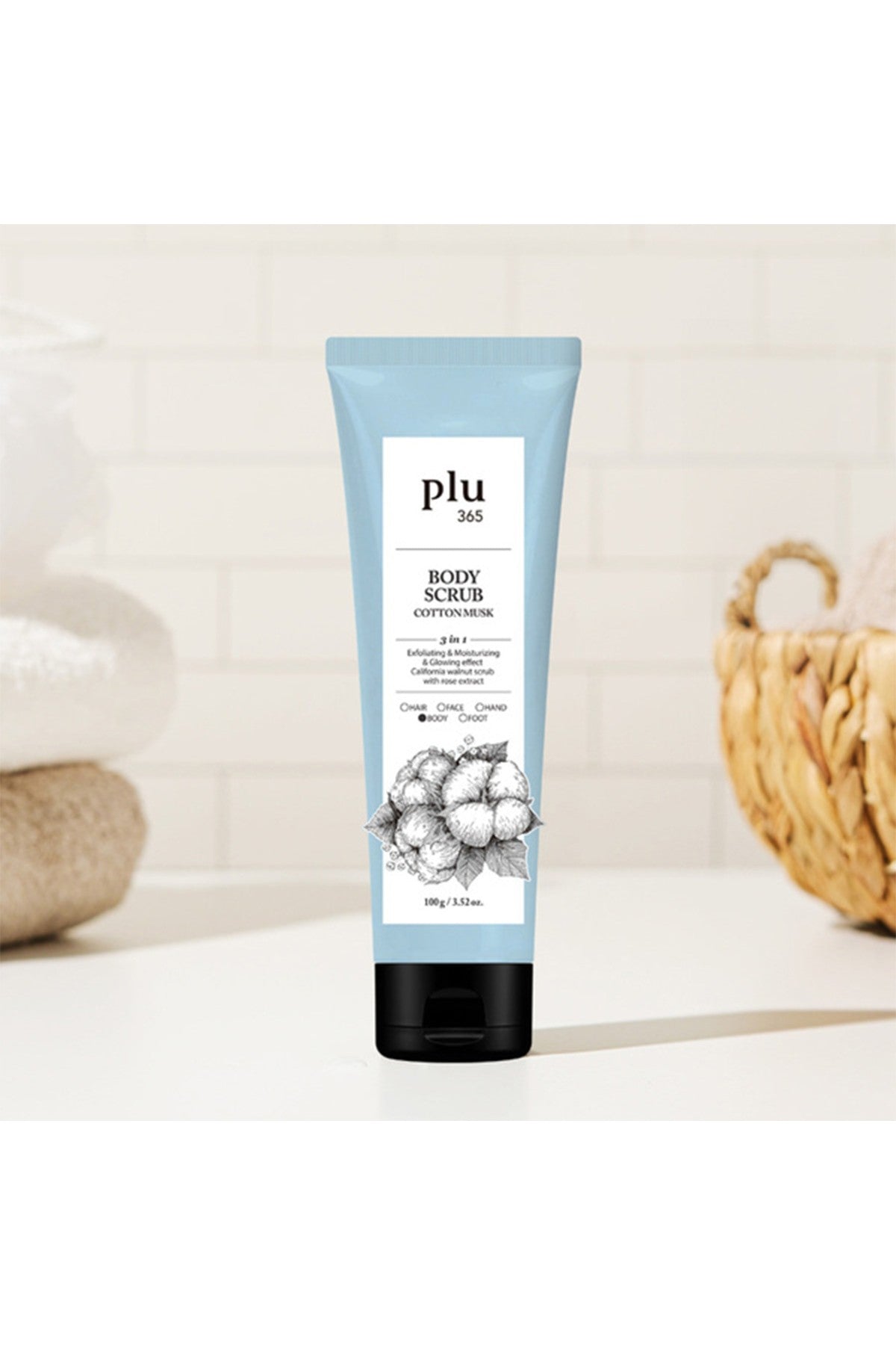 Plu365 Body Scrub Cotton Musk 100gr - Pamuk Çiçekli Vücut Peelingi