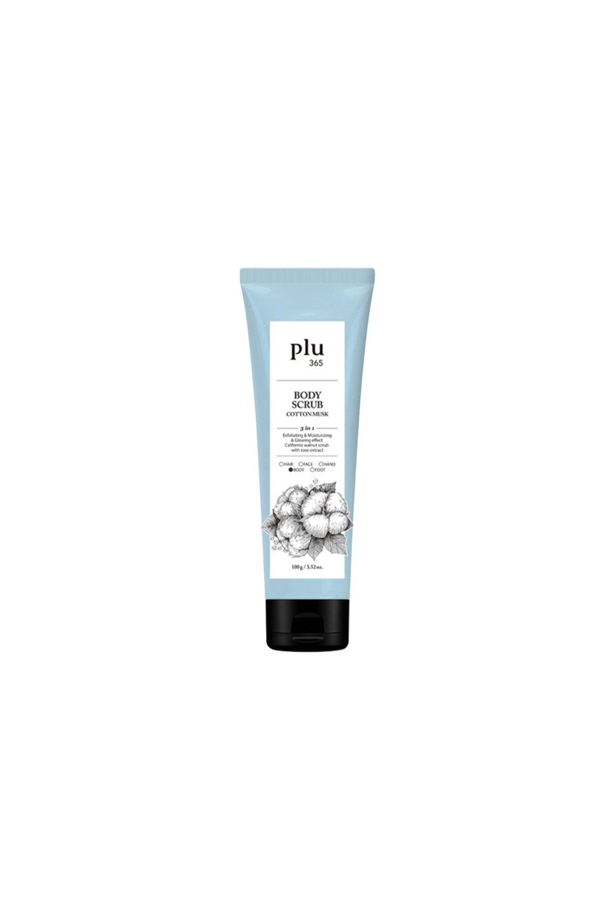Plu365 Body Scrub Cotton Musk 100gr - Pamuk Çiçekli Vücut Peelingi