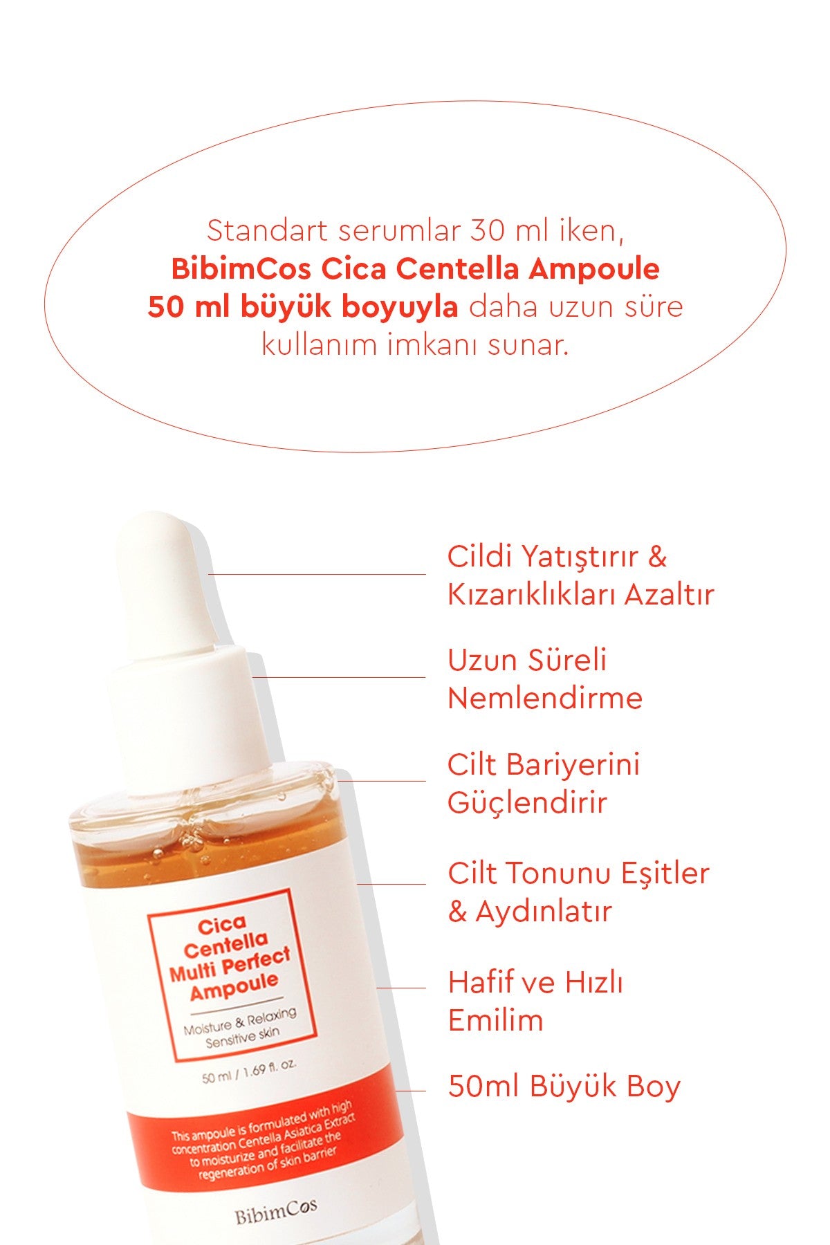 Cica Centella Multi Perfect Ampoule 50ml - Cilt Yatıştırıcı ve Nemlendirici Serum