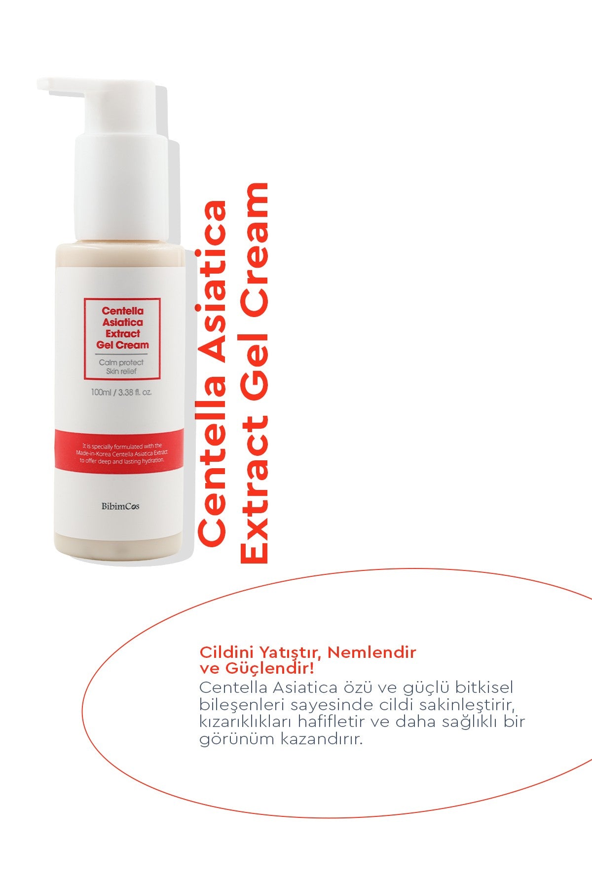 Centella Asiatica Extract Gel Cream 100ml - Cilt Yatıştırıcı ve Nemlendirici Jel Krem