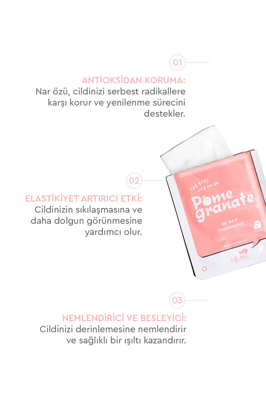 MJCare On Pomegranate nar özlü yüz maskesi 10'lu paket – detay 1