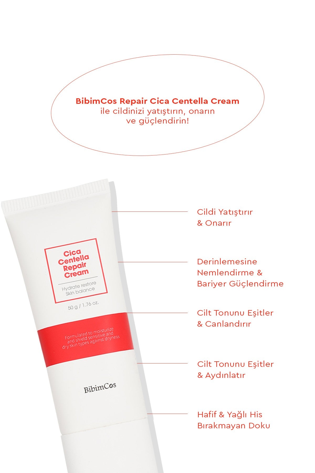 Cica Centella Repair Cream 50g - Cilt Onarıcı Ve Sakinleştirici Krem