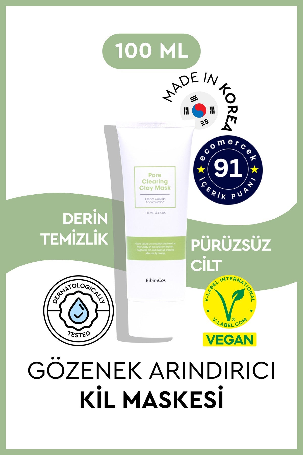 Pore Clearing Clay Mask 100 ml – Gözenek Temizliğine Özel Kil Maskesi