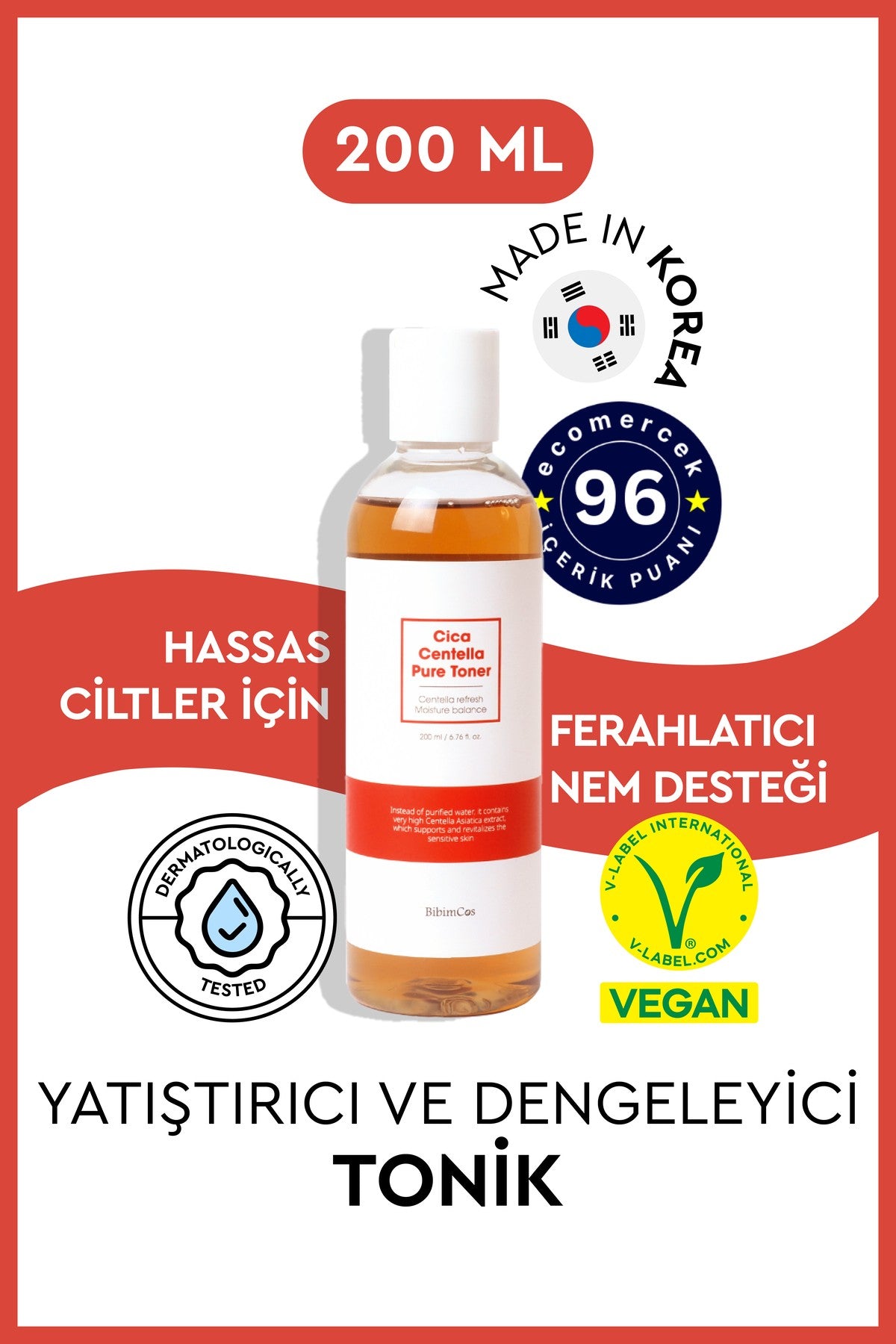 Cica Centella Pure Toner 200ml - Cilt Yatıştırıcı Tonik