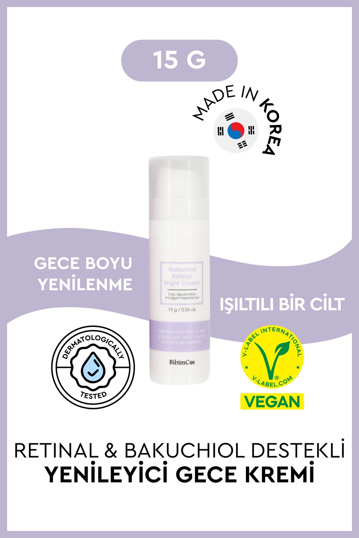 Retinal Ve Bakuchiol Destekli Yenileyici Gece Kremi 15g