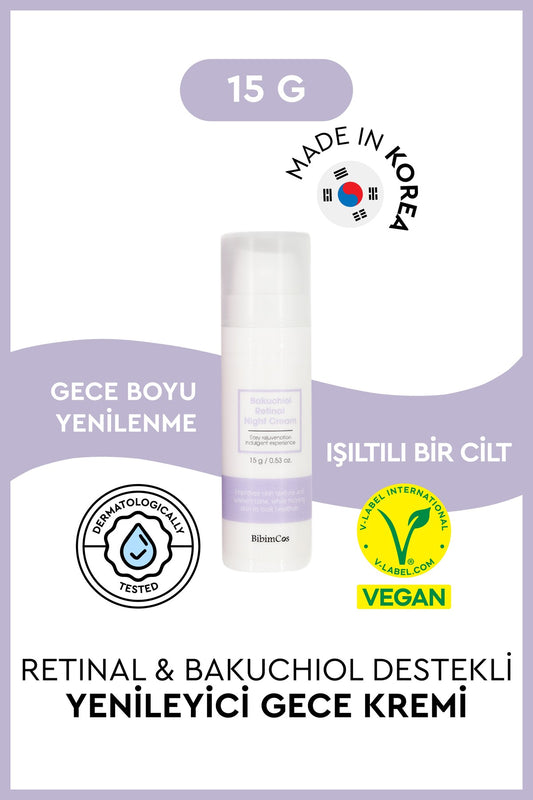Retinal Ve Bakuchiol Destekli Yenileyici Gece Kremi 15g