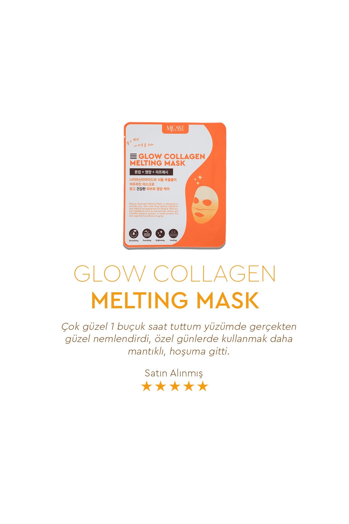 Glow Collagen Melting Mask - Hydrojel Şeffaflaşan Eriyen Maske 5'li