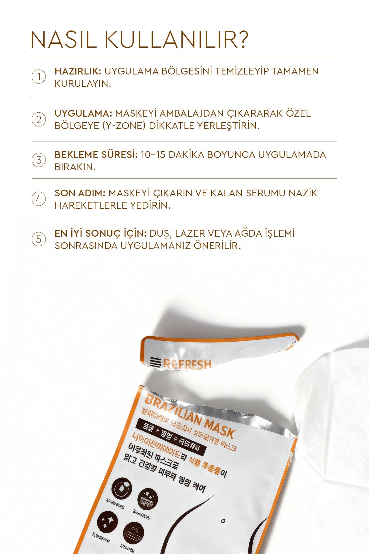 Refresh Brazilian Mask - Yatıştırıcı, Nemlendirici ve Aydınlatıcı Özel Bölge Maskesi 3'lü