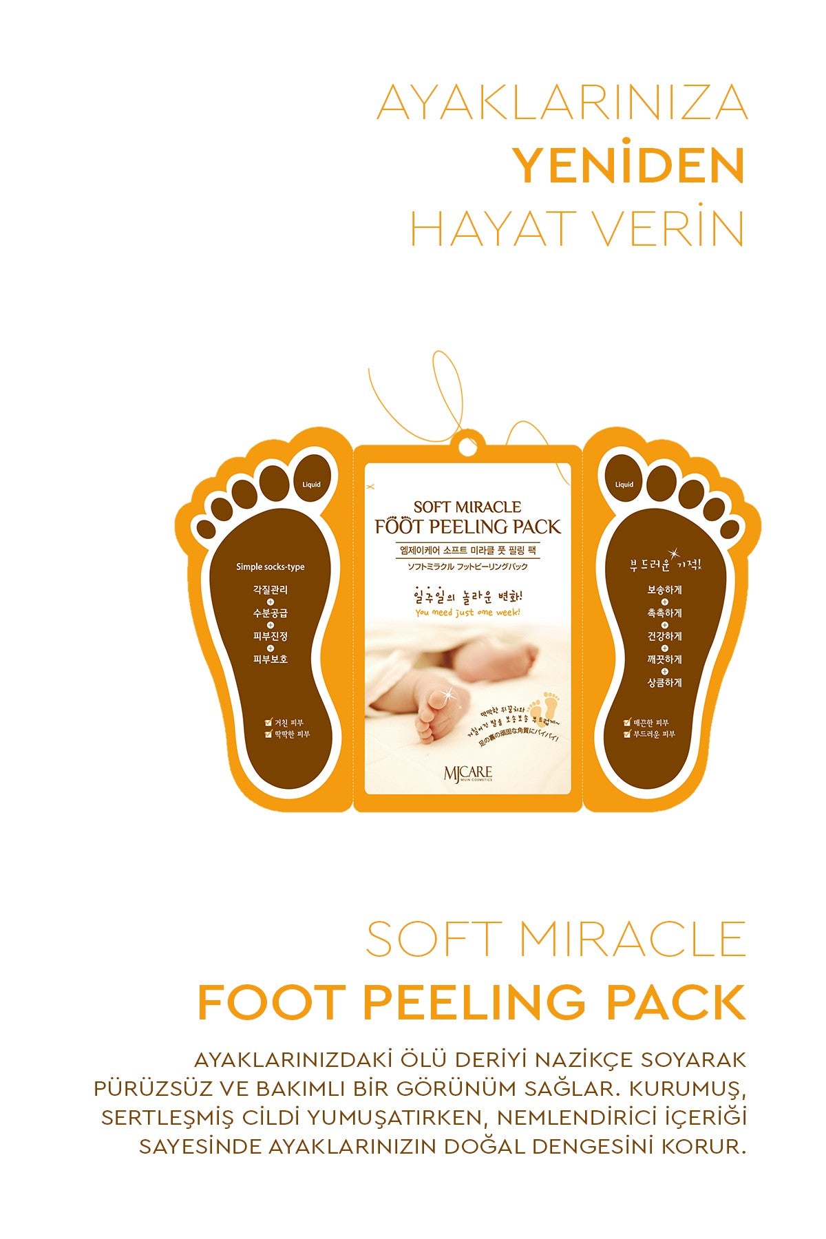 Miracle Foot Peeling Pack - Mjcare Çorap Tipi Ayak Peeling Maskesi