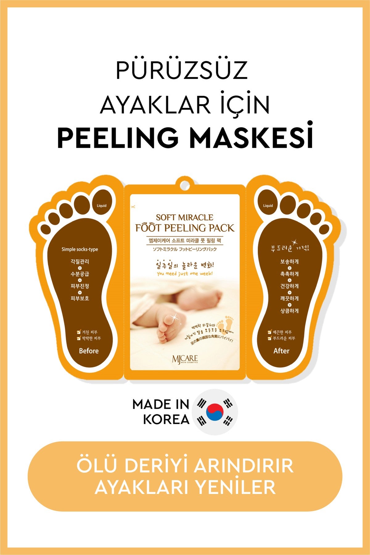 Miracle Foot Peeling Pack - Mjcare Çorap Tipi Ayak Peeling Maskesi