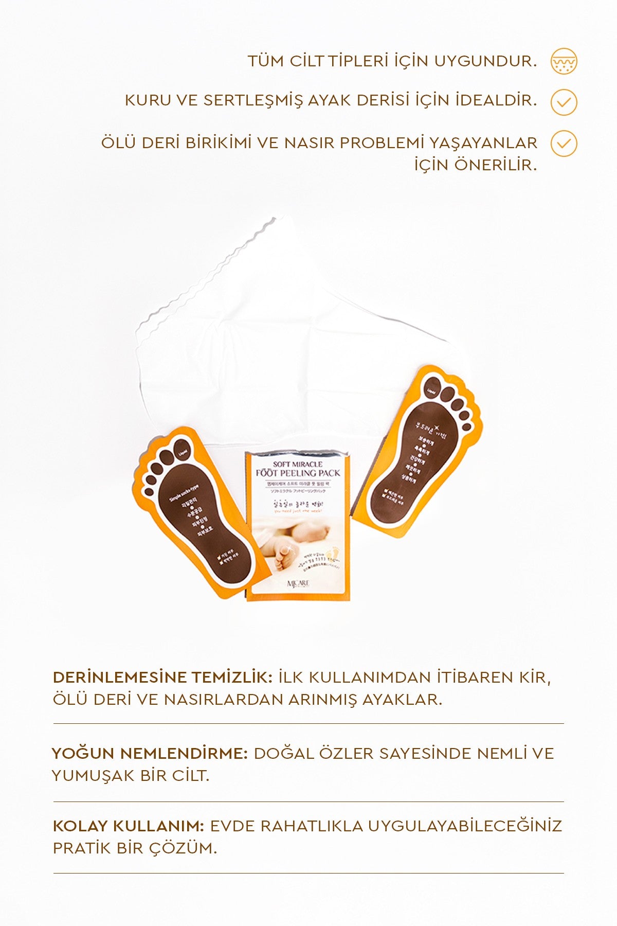 Miracle Foot Peeling Pack - Mjcare Çorap Tipi Ayak Peeling Maskesi
