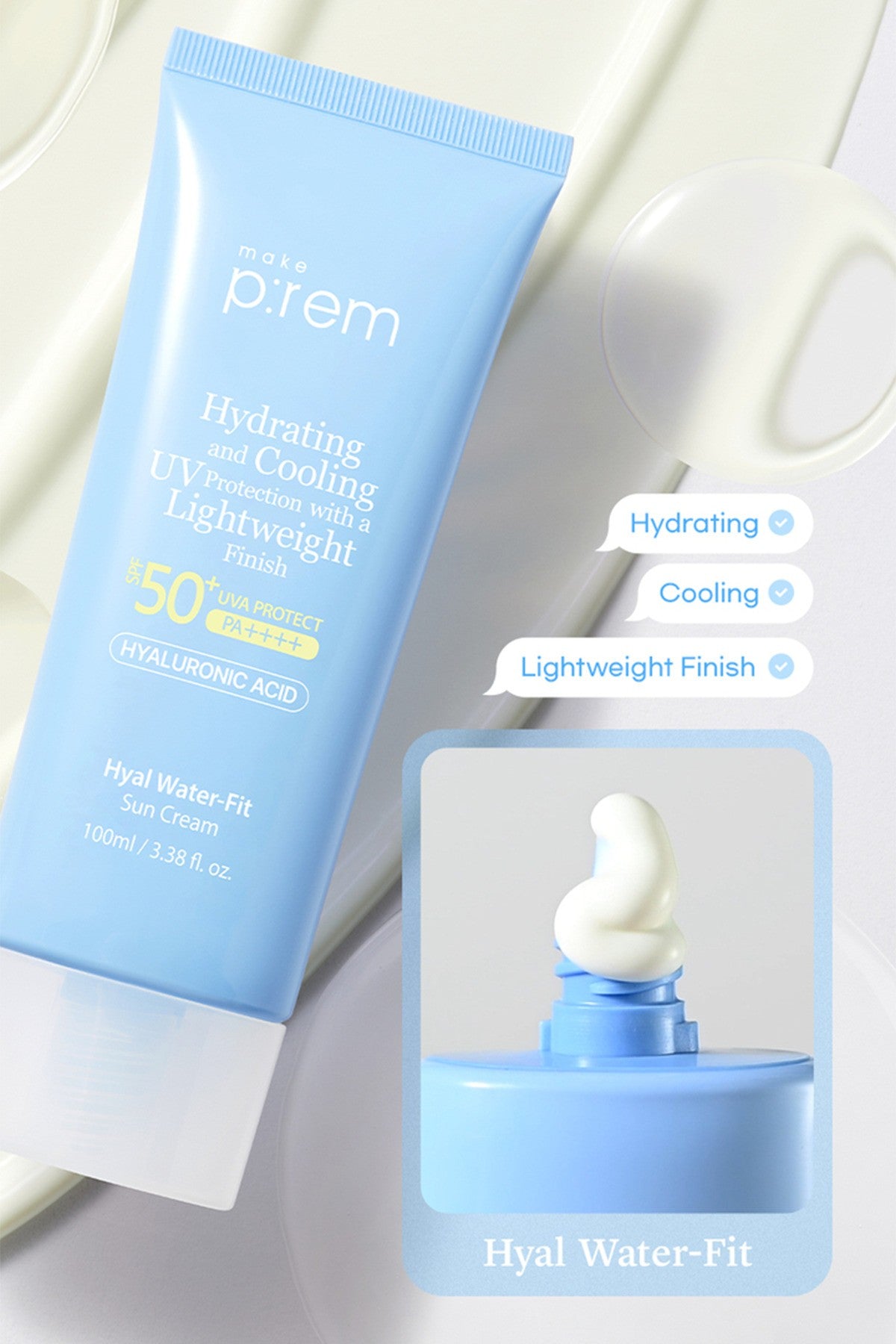 Make Prem Hyal Water Fit Sun Cream 100ml - Nemlendirici Güneş Koruyucu Krem